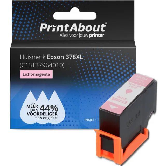 PrintAbout Huismerk Epson 378XL (C13T37964010) Inktcartridge Licht-magenta Hoge capaciteit