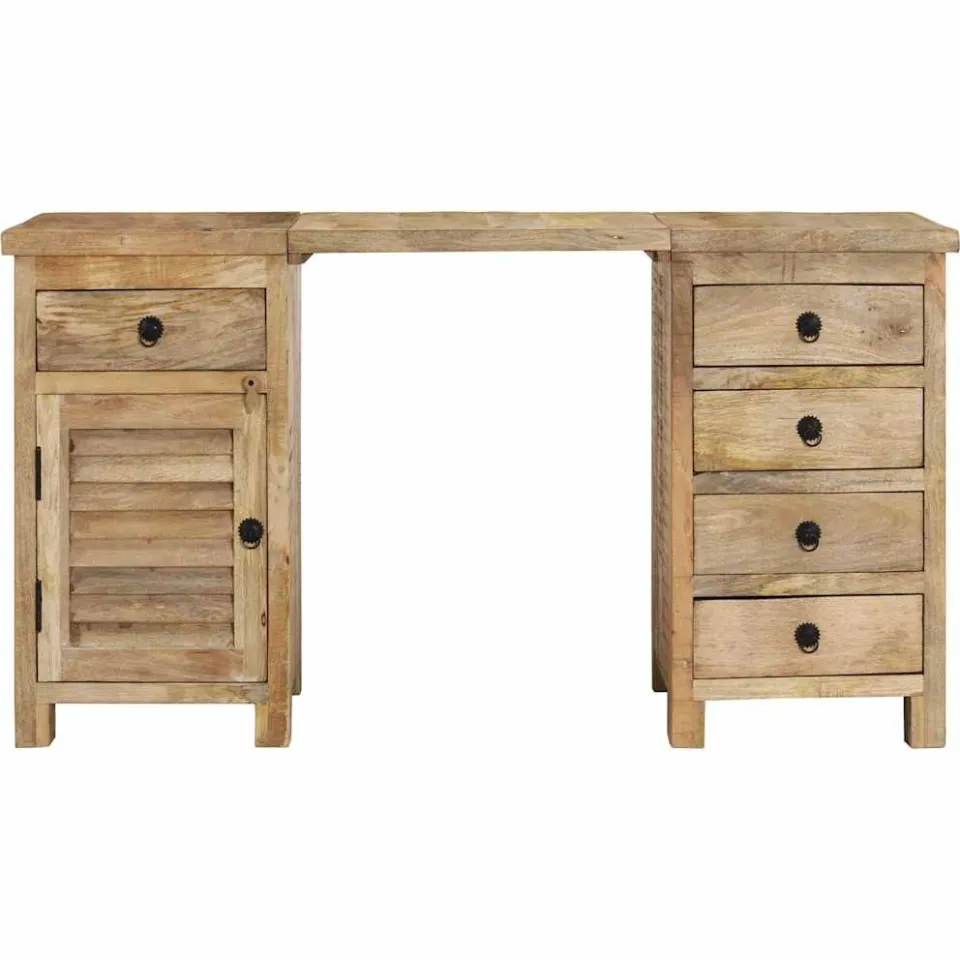 vidaXL Bureau 140x50x77 cm massief mangohout bruin, foto 2