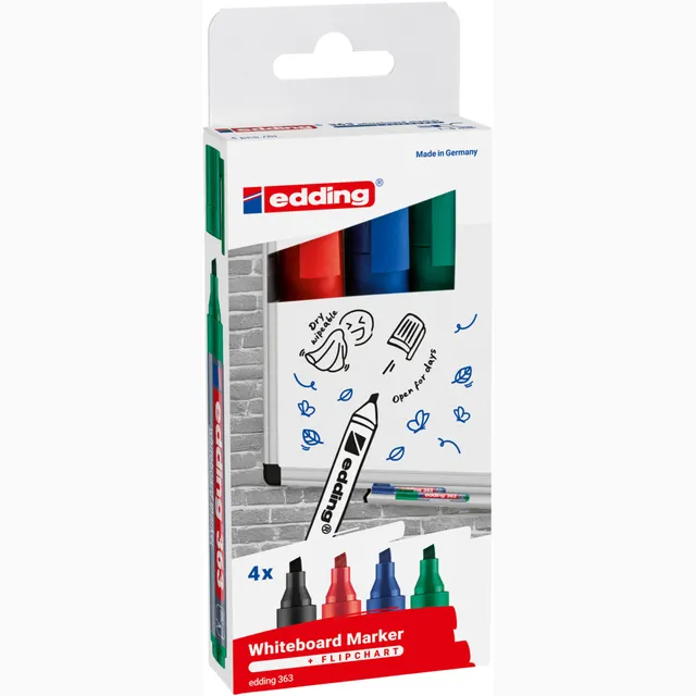 Edding Whiteboardmarker edding 363 schuin 1-5mm assorti 4 stuks