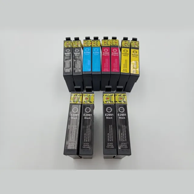 KATRIZ huismerk inkt voor Epson 6x T2991XL BK + 2x T2992XL C + 2x T2993XL M + 2x T2994XL Y |(12stuks) - Met chip Zwar, Cyaan, Magenta, Geel
