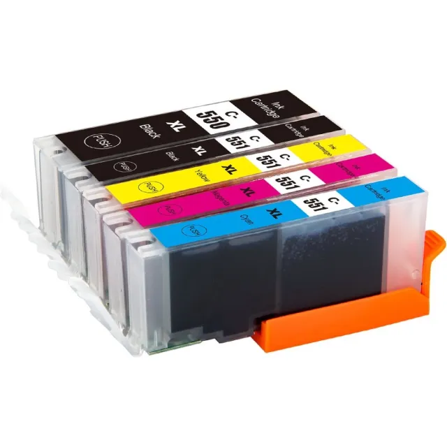 Inktkenners Inktcartridges Geschikt voor Canon 550/551- Multipack van 5 Zwart XL 23 ml | Foto Zwart 12ml | Cyaan 12 ml | Magenta 12 ml | Geel 12 ml