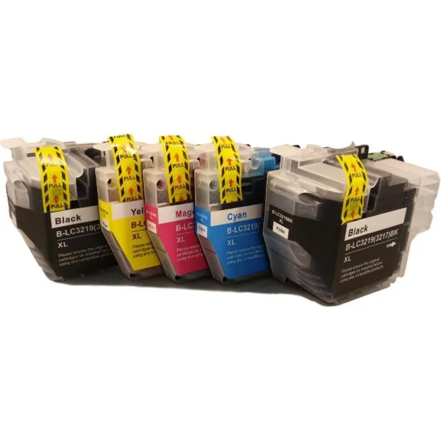KATRIZ huismerk inkt voor|Brother 2x LC3219XL Zwart + 1x LC3219Cyaan + 1x LC3219Magenta + 1x LC3219XL Geel|5stuks|Met chip Zwart, Cyaan, Magenta, Geel