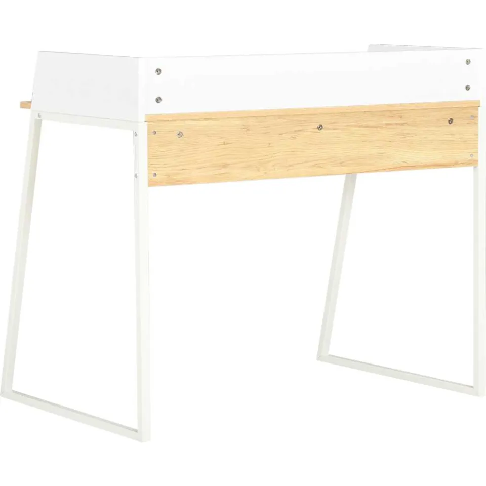 vidaXL Bureau 90x60x88 cm wit en eikenkleurig, foto 3
