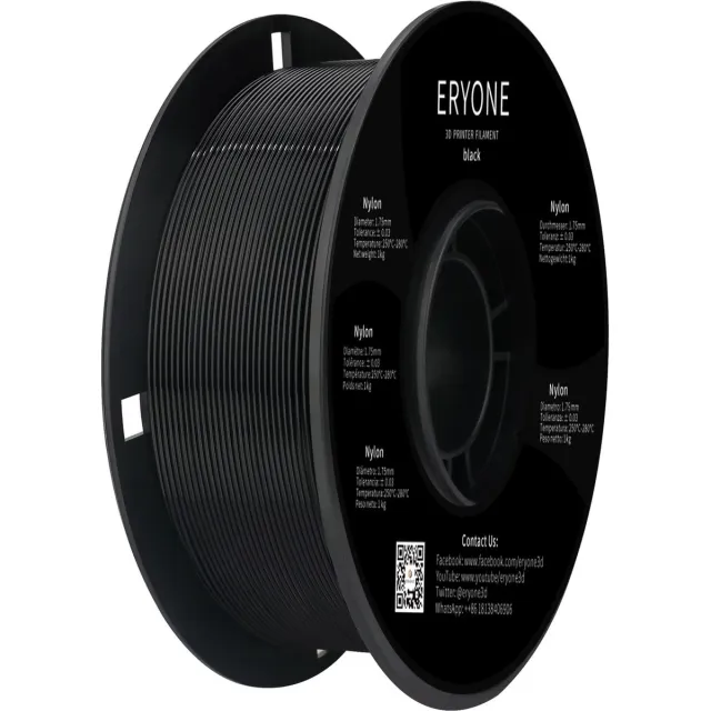 Eryone Nylon - Zwart - 3D-printer Filament - 1Kg 1,75mm - Black Nylon Zwart