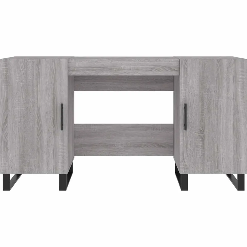 vidaXL Bureau 140x50x75 cm bewerkt hout grijs sonoma eikenkleurig, foto 4