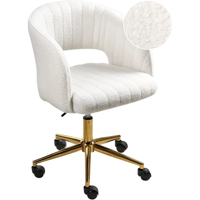 Beliani KATONAH - Bureaustoel - Gebroken wit - Bouclé