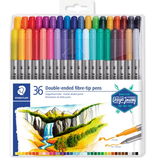 Staedtler Kleurstift Staedtler 3200 dubbele punt fijn en ultrafijn assorti 36st