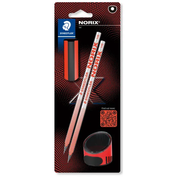 Staedtler Potlood Staedtler Norix HB zwart-koraal blister à 2 stuks
