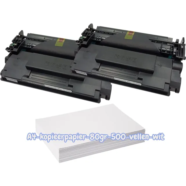 KATRIZ Huismerk Toner HP 26X | CF226X – Zwart – 2 Stuks + Kopieerpapier A4 80gr 500 vellen| Geschikt voor HP LaserJet Pro M402d/M402dn/Pro M402dne/Pro M402dw/Pro M402n/Pro M426dw/Pro M426fdn/Pro M426fdw 2x Zwart