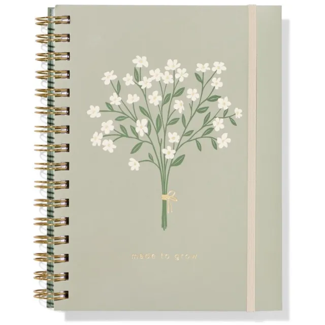 HEMA 4-in-1 collegeblok A5 gelinieerd bloemen (lichtgroen)
