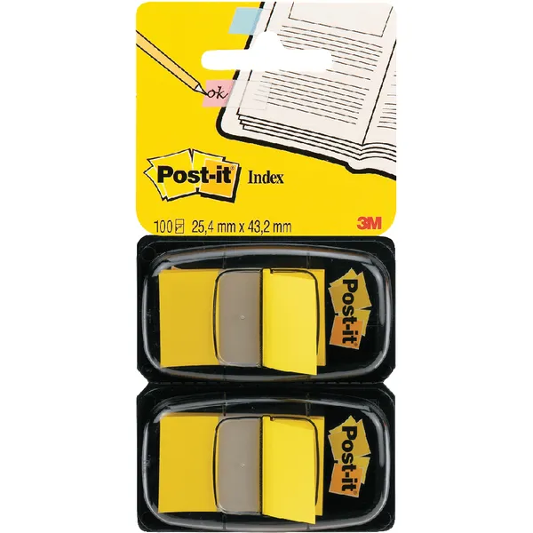 Post-it Indextabs Post-it 680 25.4x43.2mm duopack geel 2x50 tabs