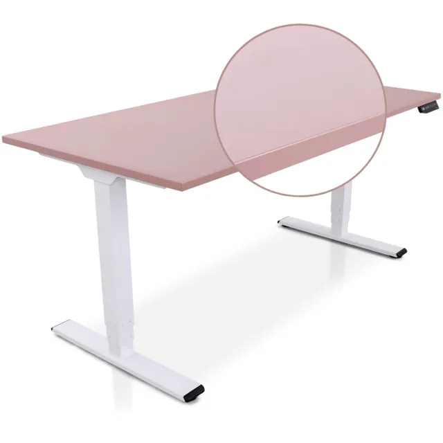 Multi Ratio Lineaflex MRC COMFORT Zit-Sta Bureau – Elektrisch Verstelbaar – 160x80 cm – Blad Dusty Rose – Wit Frame – ARBO Norm NEN-EN 527 – Met memorybediening – 100 KG Draagvermogen – 130 cm Hoog