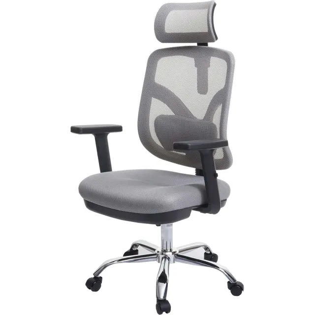 MCW Bureaustoel MCW-J92, bureaustoel, ergonomisch, verstelbare lendensteun en armleuning ~ grijs