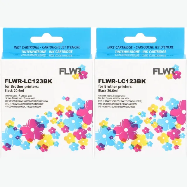 Huismerk Brother FLWR - Cartridges / Brother LC-123 2-pack / zwart / Geschikt voor Brother