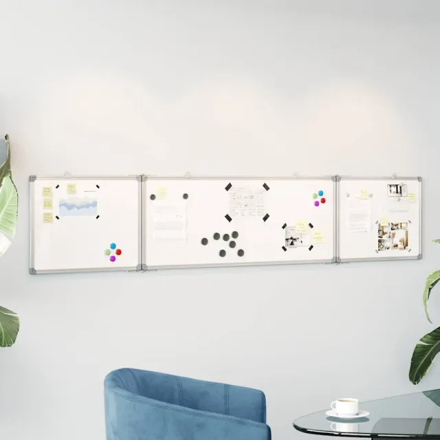 vidaXL Whiteboard magnetisch inklapbaar 200x40x1,7 cm aluminium Wit