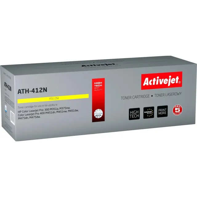 ActiveJet AT-412N toner voor HP-printer; HP 305A CE412A vervanging; Opperste; 2600 pagina's; geel. Zwart