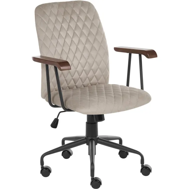 Beliani VELATE - Bureaustoel - Taupe - Fluweel Beige