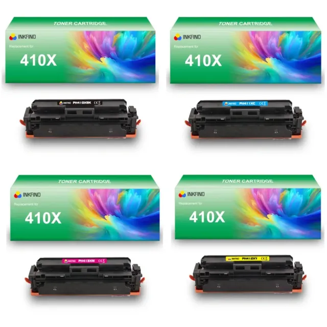 INKFIND 410X (CF410X-CF411X-CF412X-CF413X) tonercartridge multipack van 4 stuks (Zwart+Cyaan+Magenta+Geel) compatibel met HP 410X (CF410X-CF411X-CF412X-CF413X) tonercartridge - 4-pack BK/C/M/Y Zwart/Cyaan/Magenta/Geel