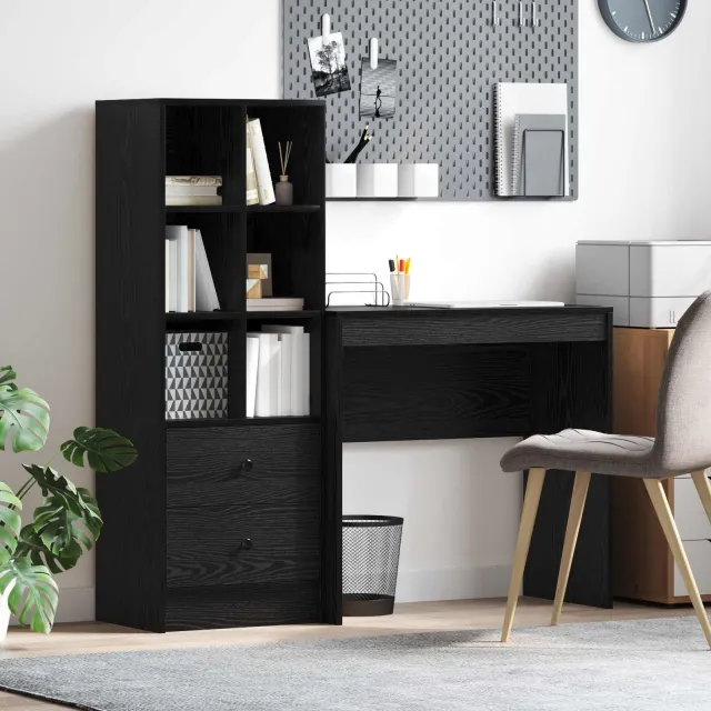 vidaXL Bureau Zwart Eiken 125,5 x 40 x 127 cm 2 st, foto 2