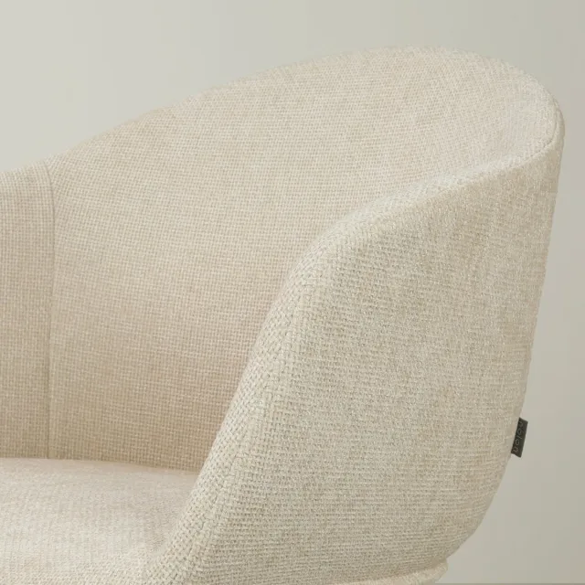 Nolon Nout-Otis Bureaustoel Cotton Beige - met Armleuning - Stof - Wieltjes - Wit Onderstel Beige - Wit onderstel