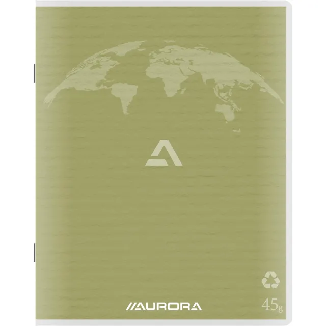 Aurora Writing 45 kladschrift uit gerecycleerd papier, 200 bladzijden, gelijnd, mosgroen