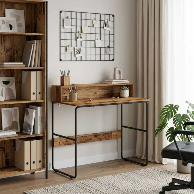 vidaXL Bureau met opbergruimte Oud hout 100 x 50 x 91 cm bruin, foto 2