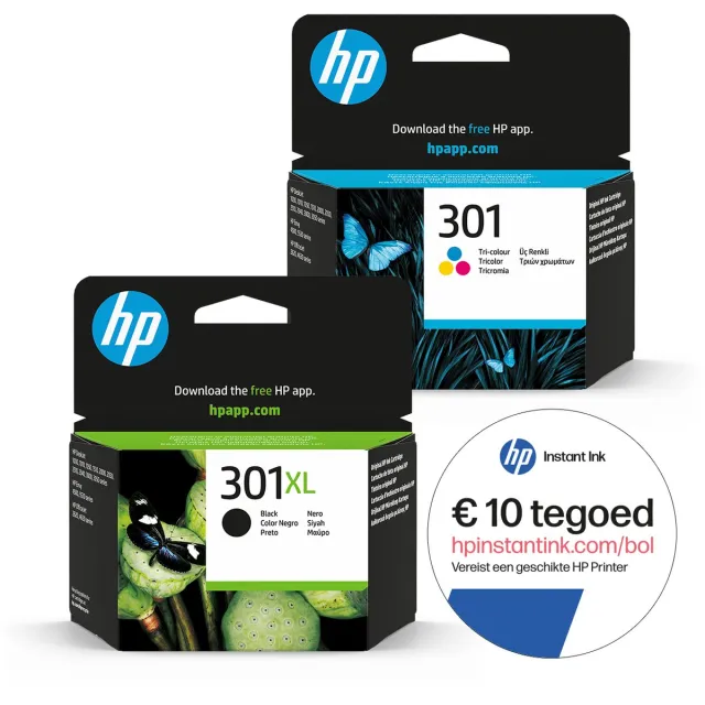 HP 301 - Inktcartridge- Origineel - 301XL Zwart & 301 Kleur + Instant Ink tegoed Zwart XL