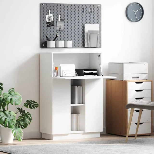 vidaXL Bureau Wit 71,5 x 31,5 x 106,5 cm Bewerkt hout, foto 2