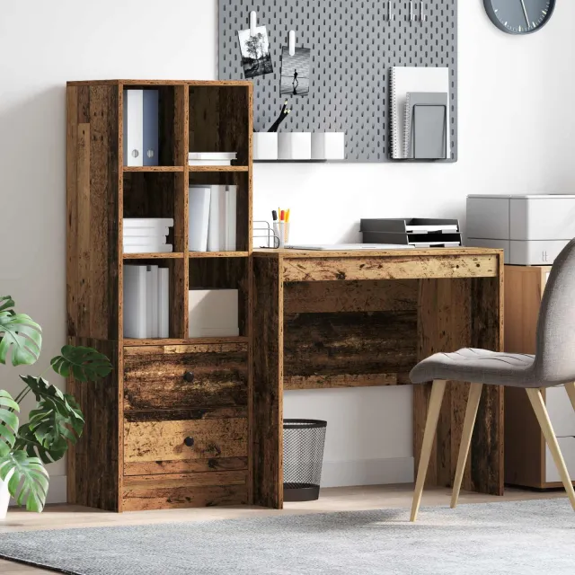 vidaXL Bureau Oudhout 125,5 x 50 x 127 cm 2 st bruin, foto 2