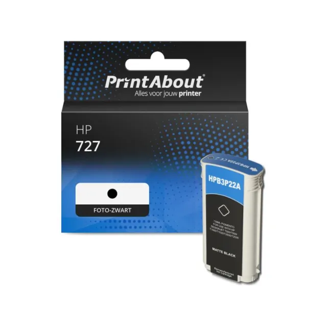 PrintAbout huismerk Inktcartridge 727 (B3P23A) Foto-zwart Hoge capaciteit Geschikt voor HP
