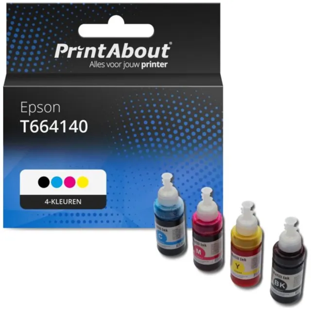 PrintAbout Huismerk Epson T664140 Inktcartridge 4-kleuren Voordeelbundel