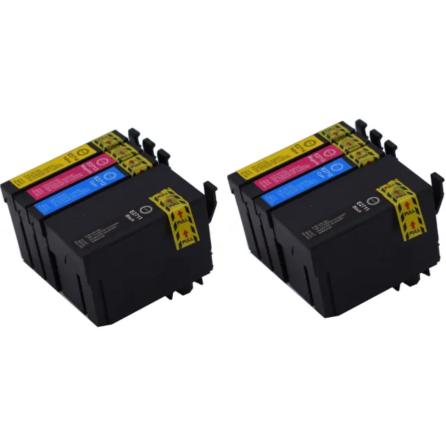 KATRIZ huismerk inkt voor|Epson 2x T2711XL Zwart+ 2x T2712XL Cyaan + 2x T2713XL Magenta + 2x T2714XL Geel | (8stuks) - Met chip Zwart, Cyaan, Magenta, Geel