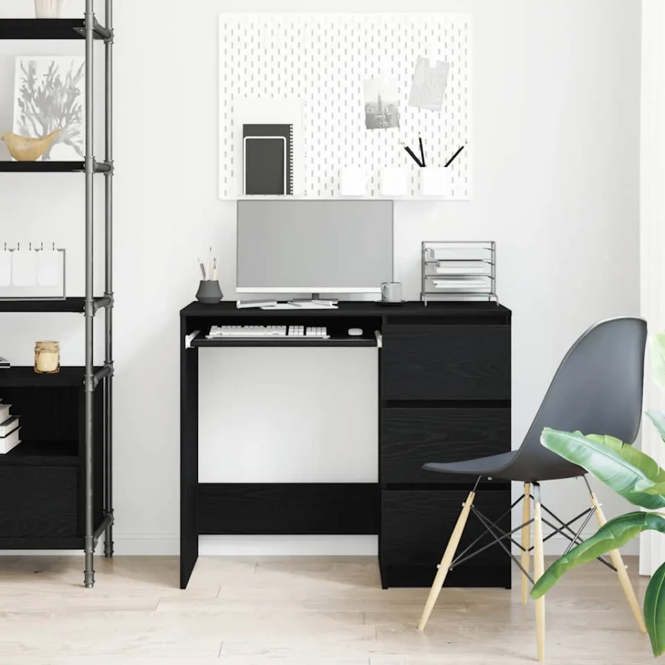 vidaXL Bureau 90x45x76 cm spaanplaat zwart eikenkleurig, foto 3