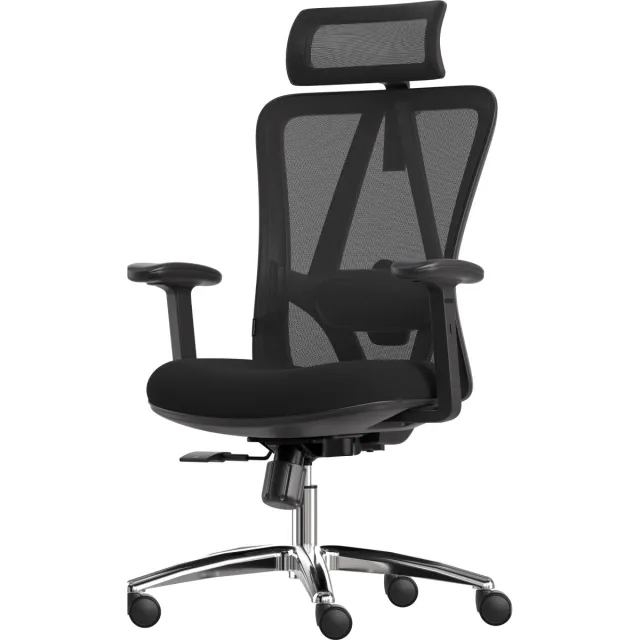 LifeGoods Ergonomische Bureaustoel - NEN1335-gecertificeerd - Gamestoel - 150kg - Office Chair - Volwassenen - Kantoorstoel - Hoofdsteun - Zwart/Chroom