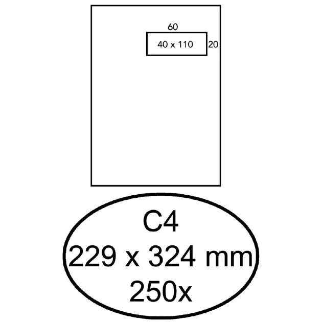 Quantore Envelop Quantore C4 229x324mm venster 4x11cm rechts zelfklevend 250st