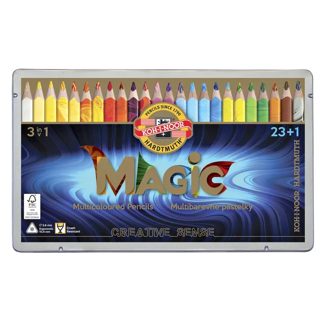 Koh I Noor Kleurpotloden Koh-i-Noor Jumbo Magic doos 24 kleuren
