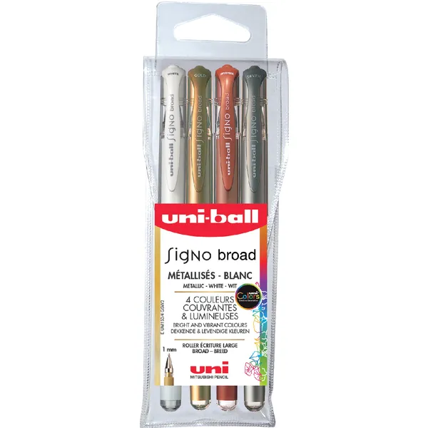 Uni-ball Rollerpen Uni-ball Signo breed metallic assorti etui à 4 stuks