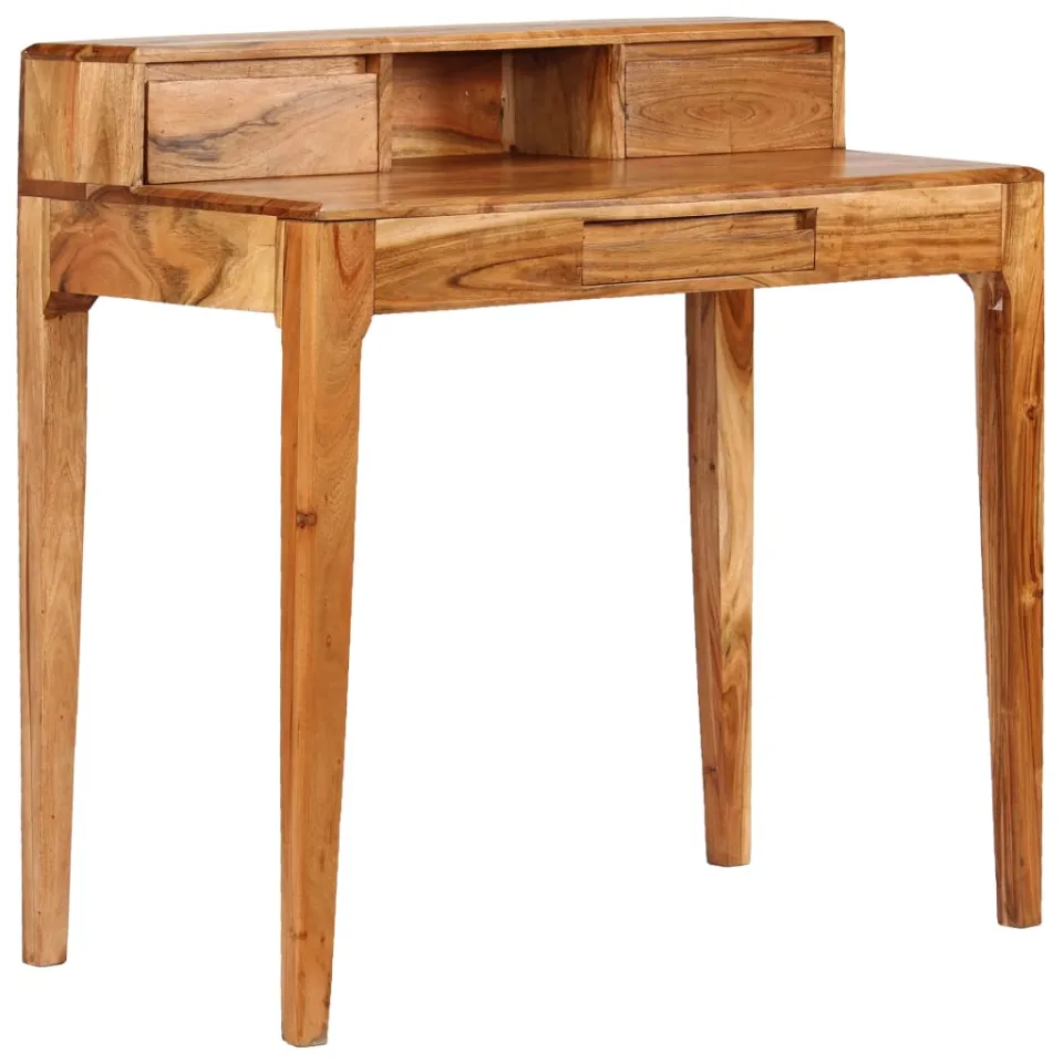 vidaXL Schrijftafel met lades 88x50x90 cm massief hout bruin, foto 3
