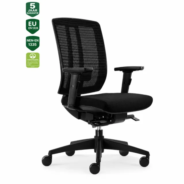 Bens 816-Ergo-3 - Ergonomische Bureaustoel - Bureaustoel voor volwassenen - Ergo Mechaniek - Kantoorstoel - GREENGUARD GOLD - NEN-EN1335 & ARBO normen Zwart