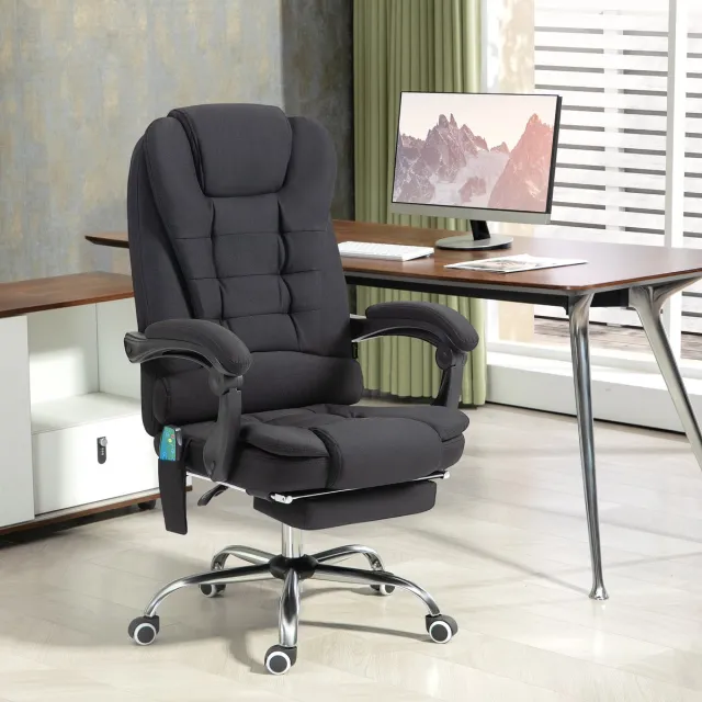 REDOM Ergonomische Bureaustoel Met Massagefunctie En Warmtefunctie - Verstelbare Zithoogte - Stoffen Bekleding - Zwart - 65 x 70 x 111-119 cm