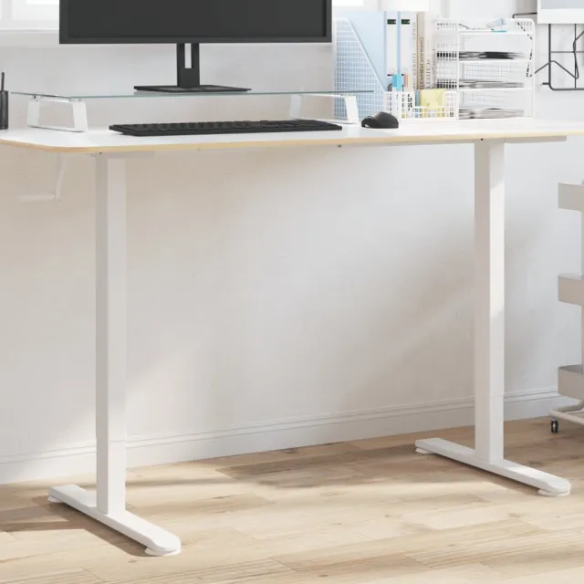 vidaXL Zit-sta bureauframe (94-135)x60x(70-114) cm staal wit, foto 2