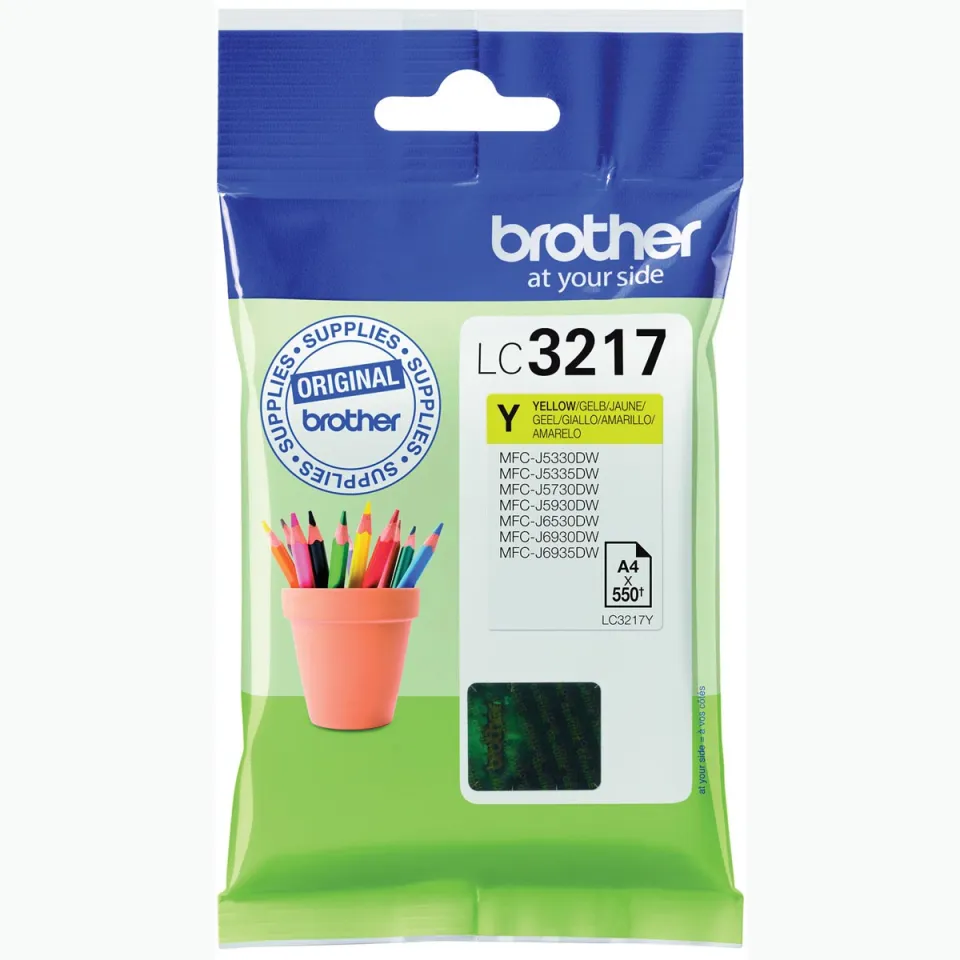 Brother inktcartridge, 550 pagina's, OEM LC-3217Y, geel