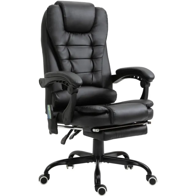 Blossom Bureaustoel met 7 massagpunten, in hoogte verstelbare draaistoel met geïntegreerde voetensteun, 67 x 79 x 111-121 cm Zwart