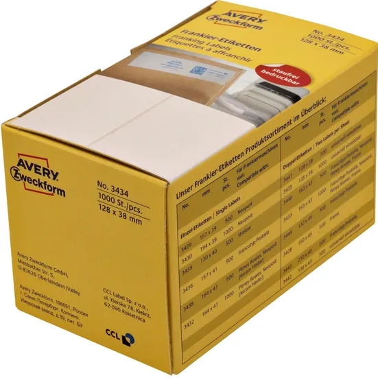 Avery Zweckform Frankeeretiket Avery 3434 128x38mm 1000 stuks