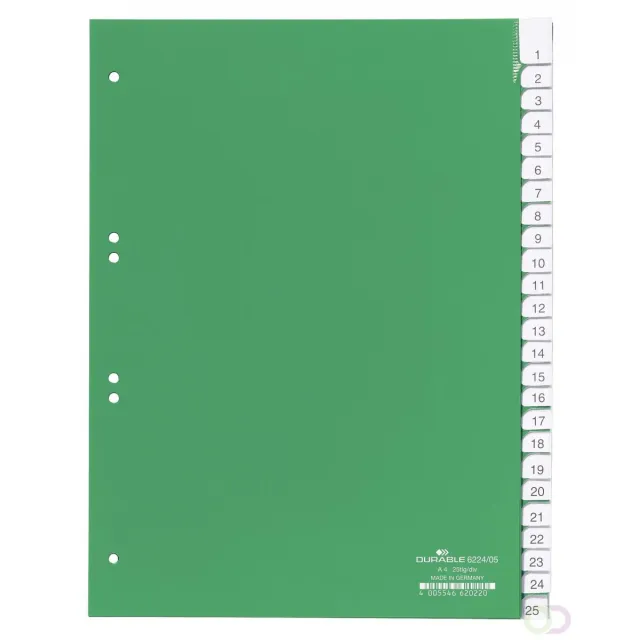 Durable Tabbladen A4 25-delig gelaste tabs en voorblad PP, 60/80x80x80 mm