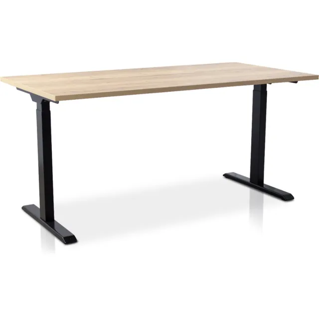 Multi Ratio Zit-sta bureau snelslinger verstelbaar - MRC FAST FLEX | 160 x 80 cm | frame zwart - blad robuust eiken Zwart frame | Robuust eiken blad