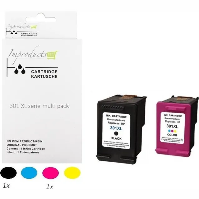 Improducts Inkt cartridges - Alternatief HP 301 / 301 XL - 301XL 301XL CH563EE CH564EE set chip v4 Multi