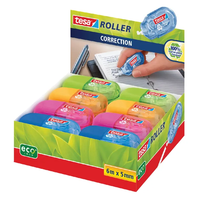 Tesa Correctietape tesa® ecoLogo® mini 5mmx6m doos à 16 stuks assorti