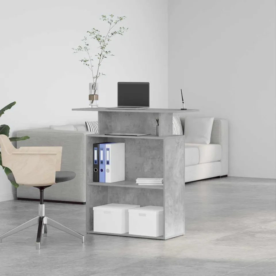 vidaXL Receptiebalie 100x40x104 cm bewerkt hout betongrijs grijs, foto 4