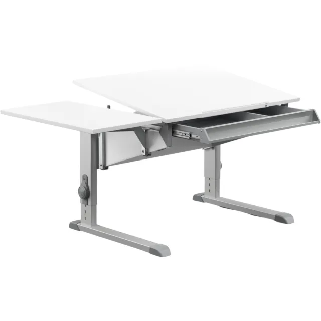 Moll World Moll Sprinter Compact Kinderbureau - Met Side Top - In hoogte verstelbaar - Kantelbaar blad - Ergonomisch en meegroeiend bureau - Voor schoolkinderen - Wit